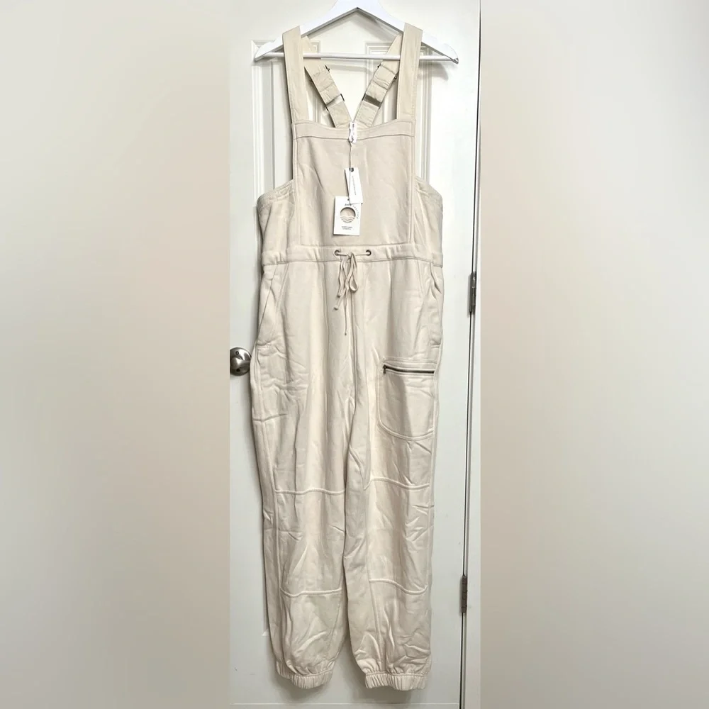 Daily Practice by Anthropologie Drawstring Overalls in Ivory NWT
